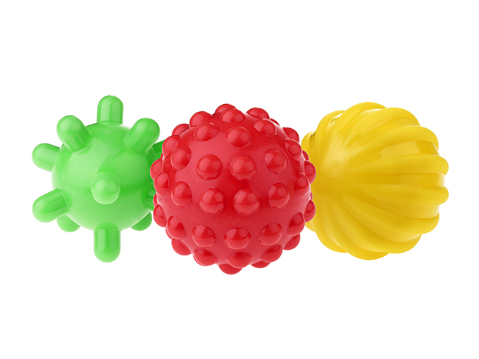 Piłki sensoryczne – 3 sztuki – Tullo zielony-czerwony-żółty  art. 450