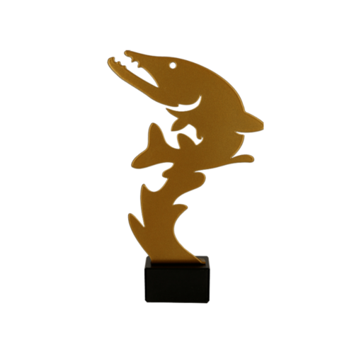 Trofeum metalowe z marmurową podstawą - wędkarstwo - ML-FIS2