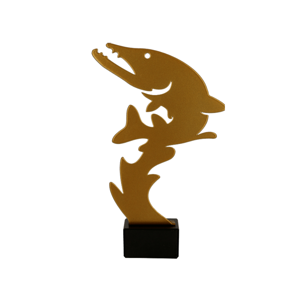 Trofeum metalowe z marmurową podstawą - wędkarstwo - ML-FIS2