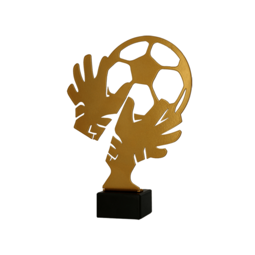 Trofeum metalowe piłka nożna rękawice bramkarskie - ML-SOC3