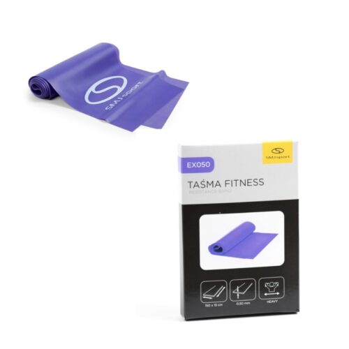Taśma fitness 0,50 mm x 150x15 EX050 opór mocny fioletowa
