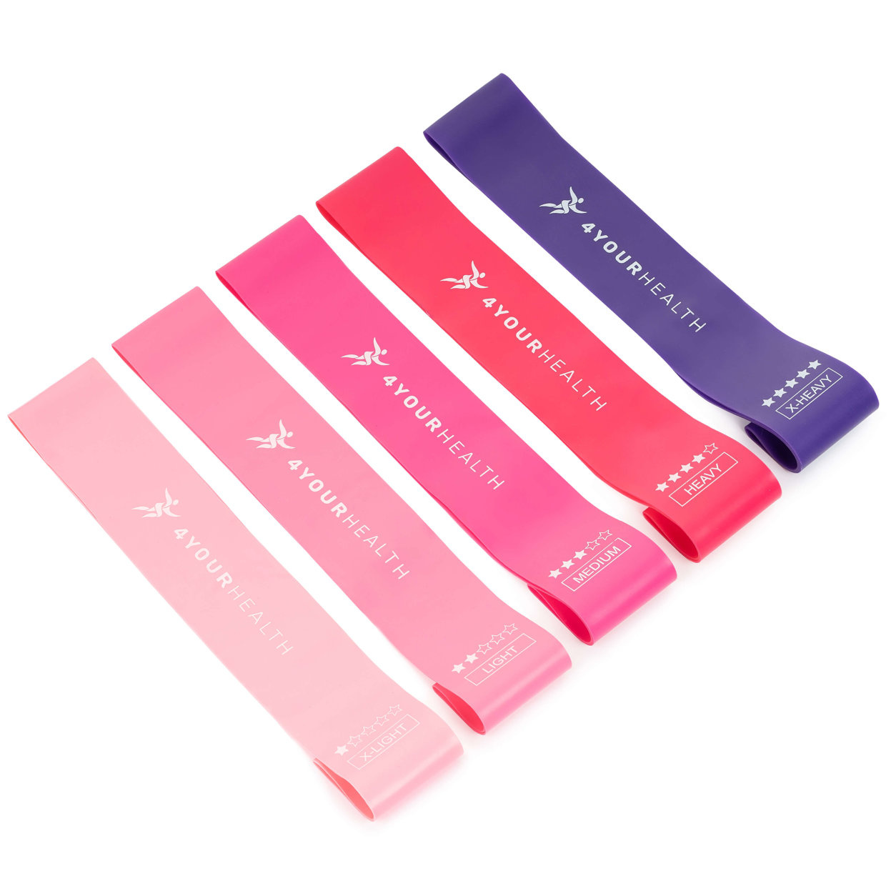 Zestaw 5 gum oporowych fitness mini band 4YH (kod 6431) różowe - obrazek 2