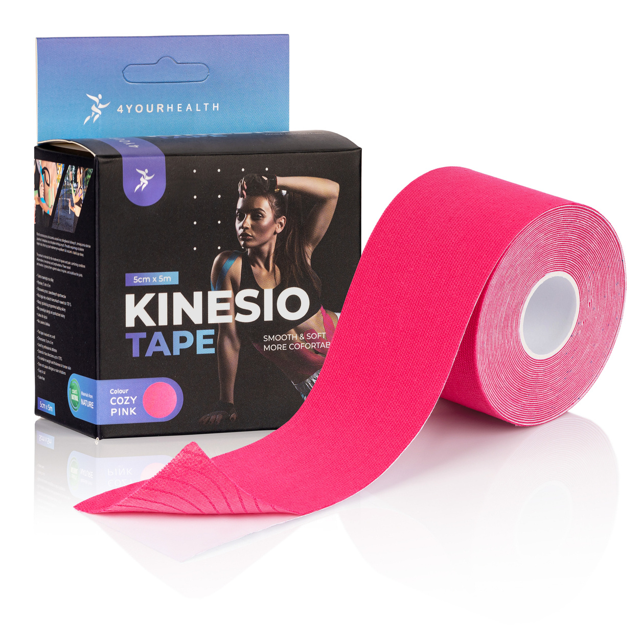 Taśma do kinesiotapingu 5 m x 5 cm 4YH różowy