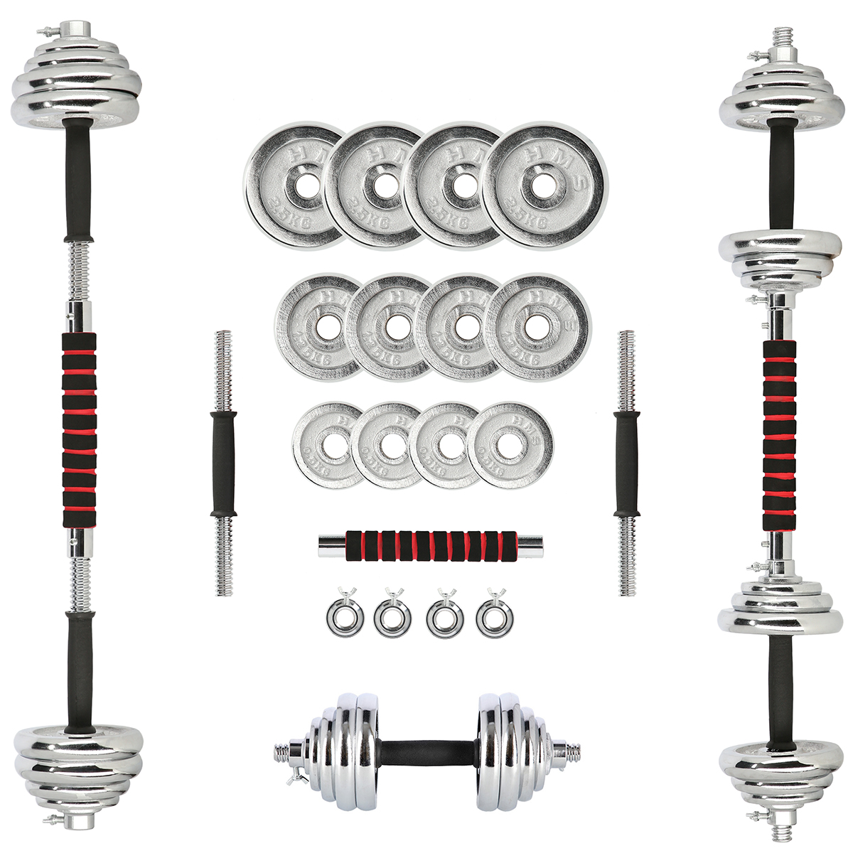 STC21 SZTANGIELKI REGULOWANE W WALIZCE CHROMOWANE 20KG HMS