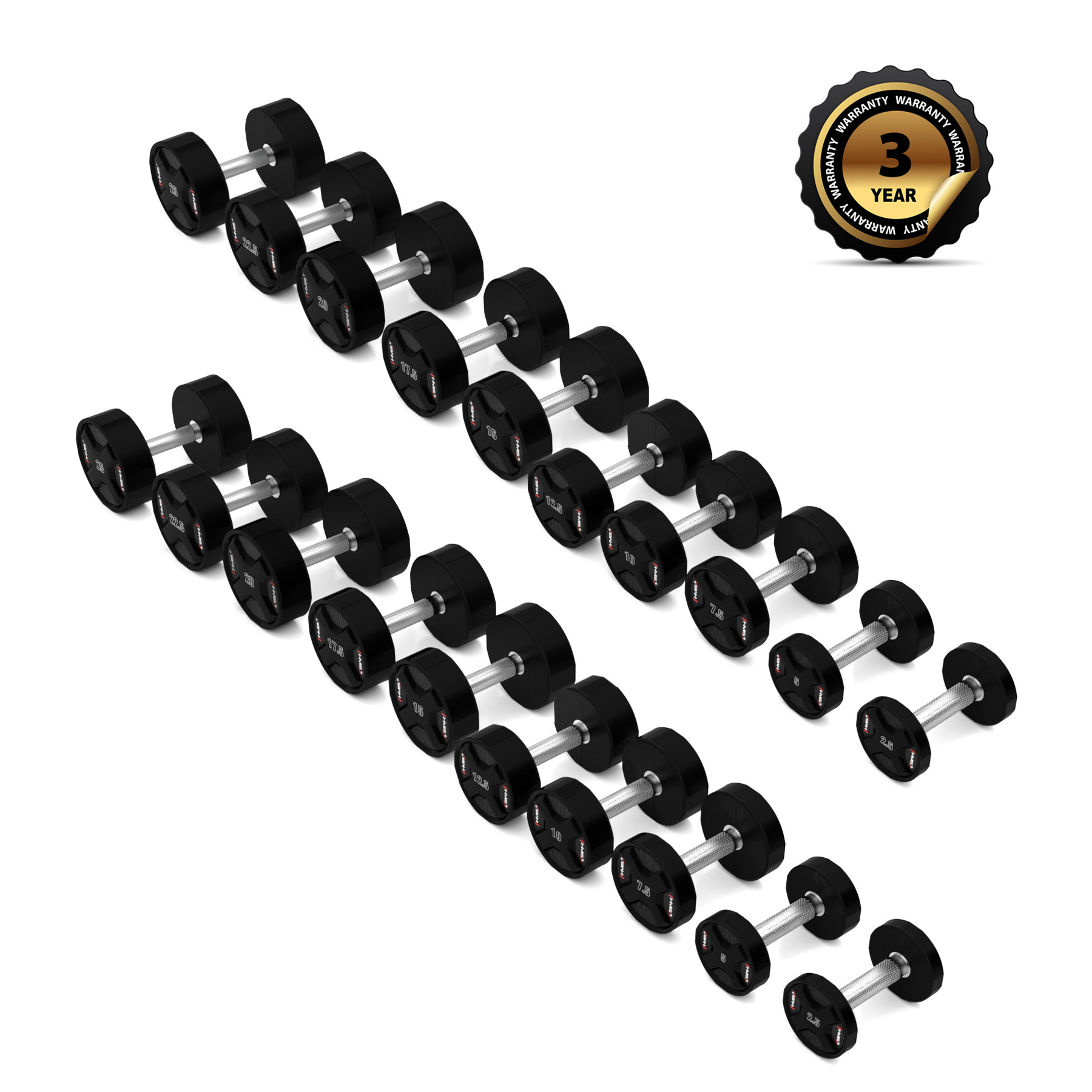 HPC SET ZESTAW HANTLI POLIURETANOWYCH 2 x 2.5 - 25 KG CPU (275 KG) HMS