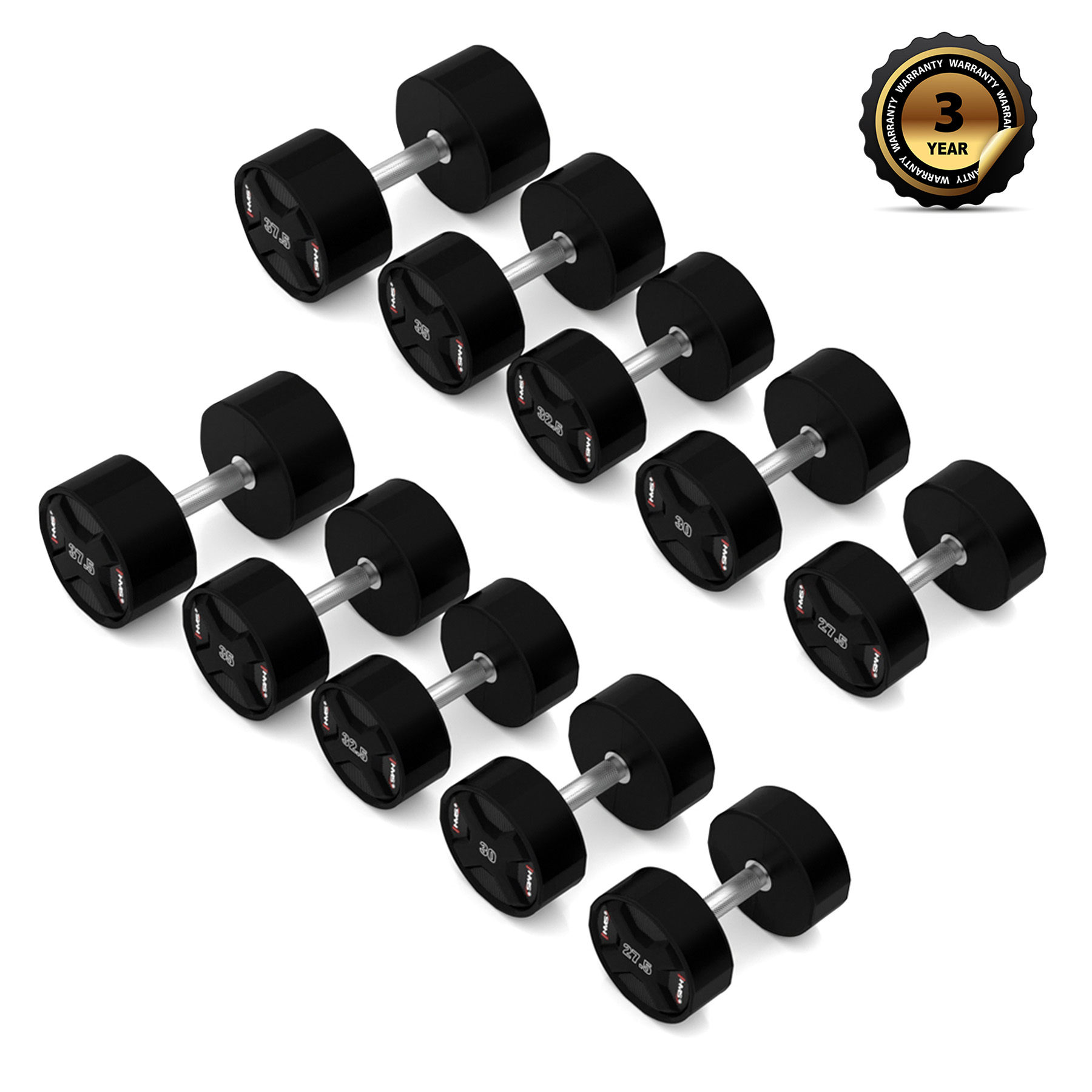HPC SET ZESTAW HANTLI POLIURETANOWYCH 2 x 27.5 - 37.5 KG CPU (325 KG) HMS