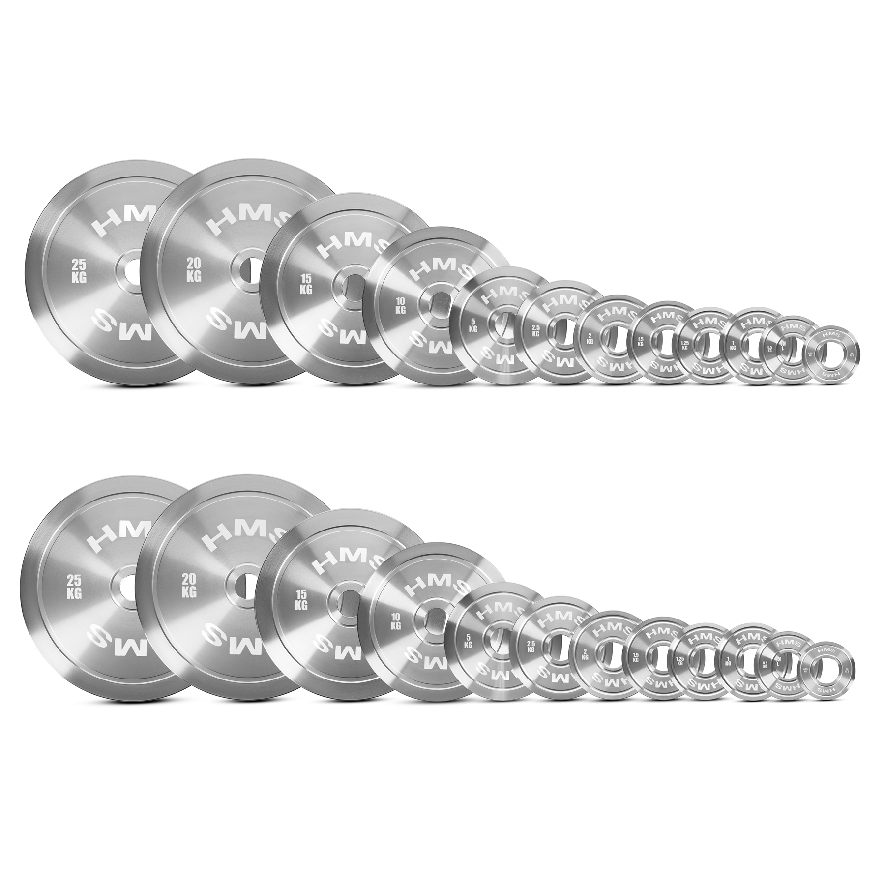 TOS ZESTAW TALERZY OLIMPIJSKICH STALOWYCH KALIBROWANYCH 2 x 0.25 - 25 KG (168 KG) HMS
