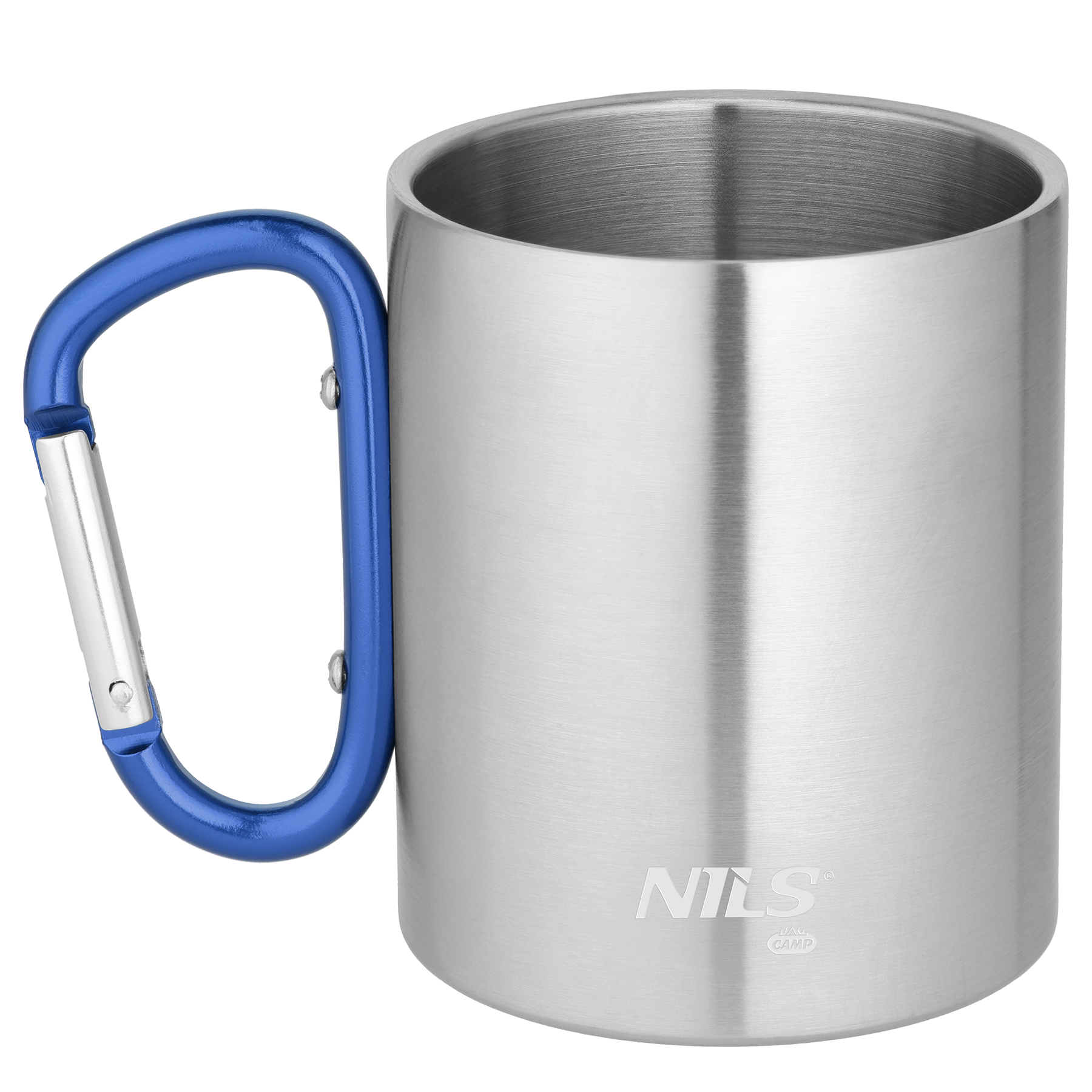 NC17110 KUBEK KEMPINGOWY Z KARABIŃCZYKIEM 300 ML STAL NIERDZEWNA NIEBIESKI NILS CAMP